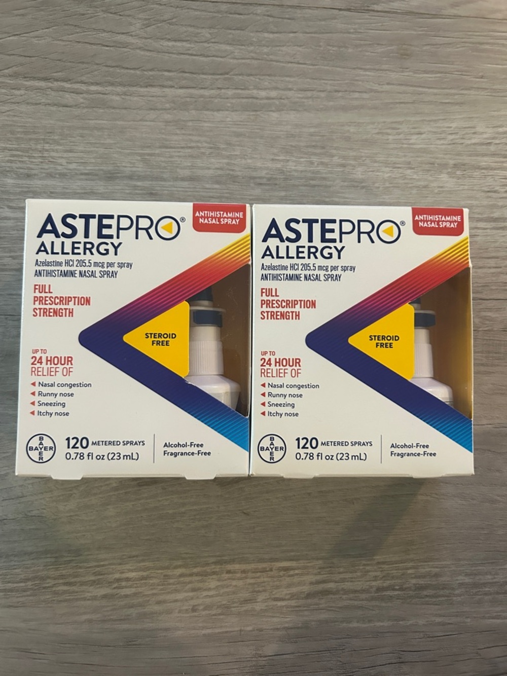 NIB Bundle of (2) Astepro Allergy Nasal Spray, 120 sprays each